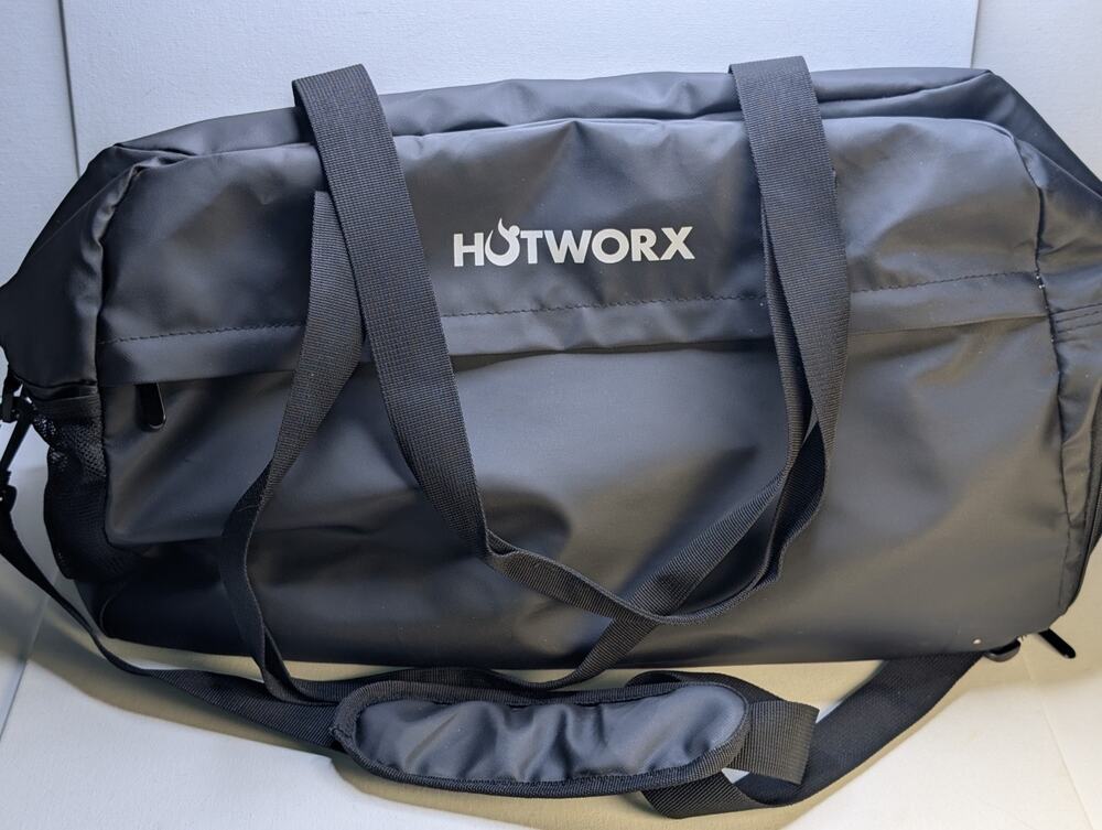 HOTWORX Large Black Gym Duffel Bag Yoga Fitness Tote Shoulder Strap